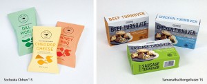 Socheat Chhun’s package design for Cheata Chips and Samantha Mongelluzo’s design for Mr. Pastie Turnovers