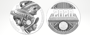 Front and reverse of U.S. $1 suffrage coins designed by Christina Hess, Chair of Illustration Department.