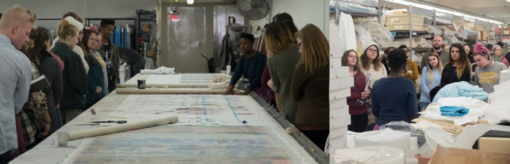 At The Fabric Workshop: left: silkscreening studio; right: the archives.