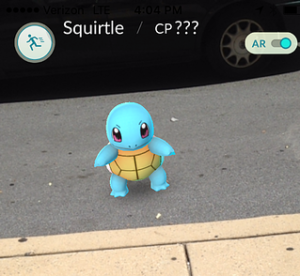 Squirtle crosses Chestnut Street on the way to the College campus.