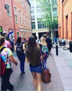 Student Ambassadors lead foundation students on a walking tour of Lancaster city.