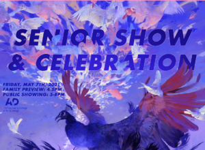 The winning 2021 Senior Show & Celebration design by Kaitlyn McCulley '21, Illustration.