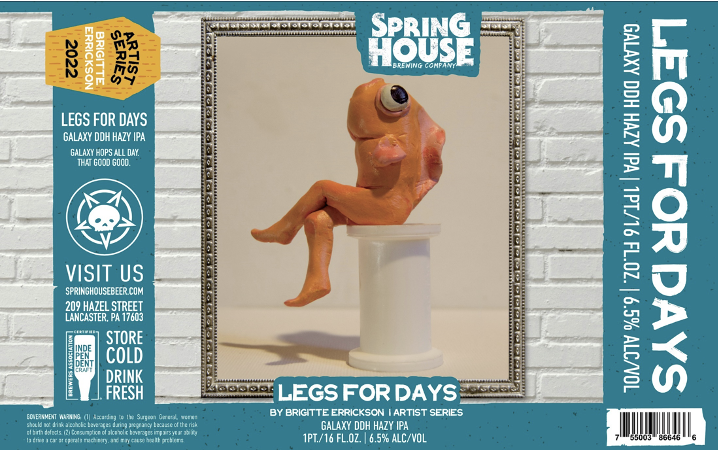 Art for Spring House Brewing's Artist Collab by Brigitte Errickson '19, Fine Art, "Legs for Days"