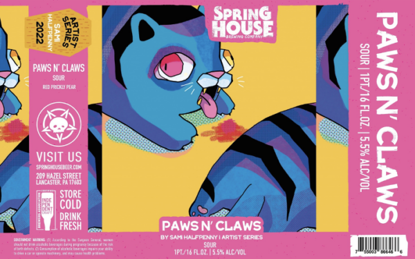 Claws N' Paws art for Spring House Brewing by Sami Halfpenny '23, Illustration