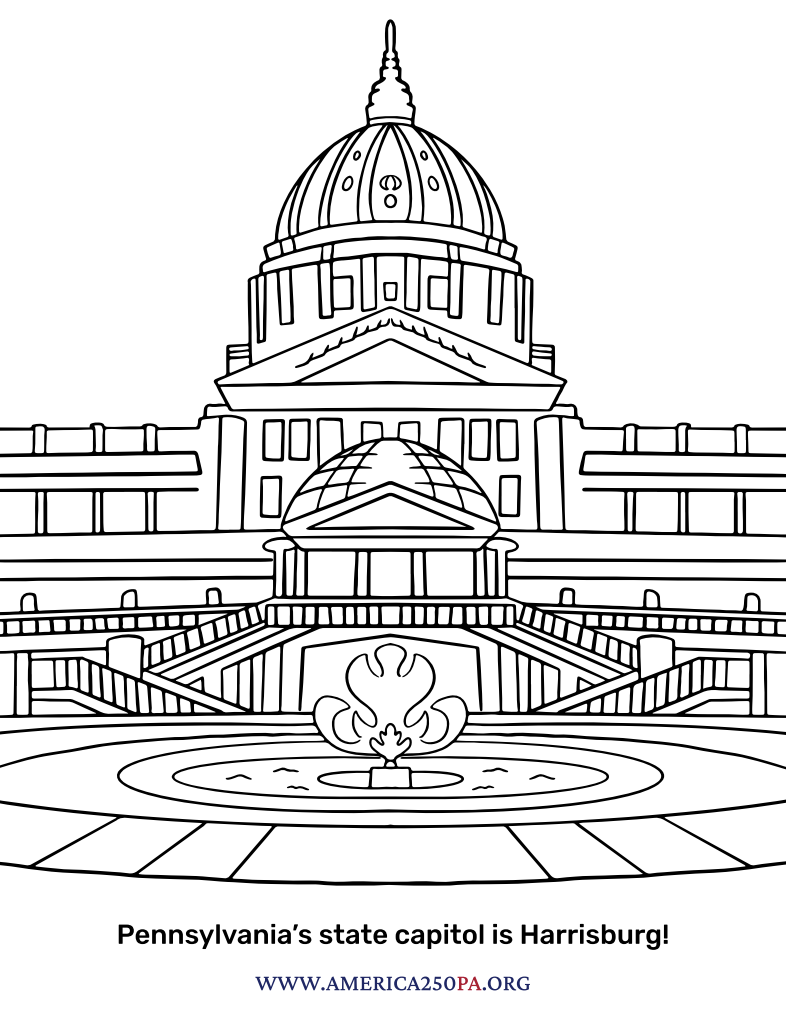line drawing of Pennsylvania State Capitol building by Paige Alana Bowermaster '23 Graphic Design