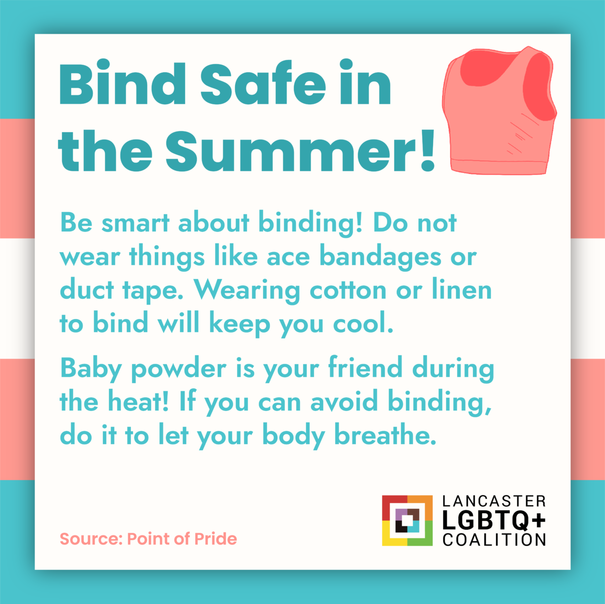 public service announcement on summer-safe binding designed by Frankie Reed '23, Graphic Design